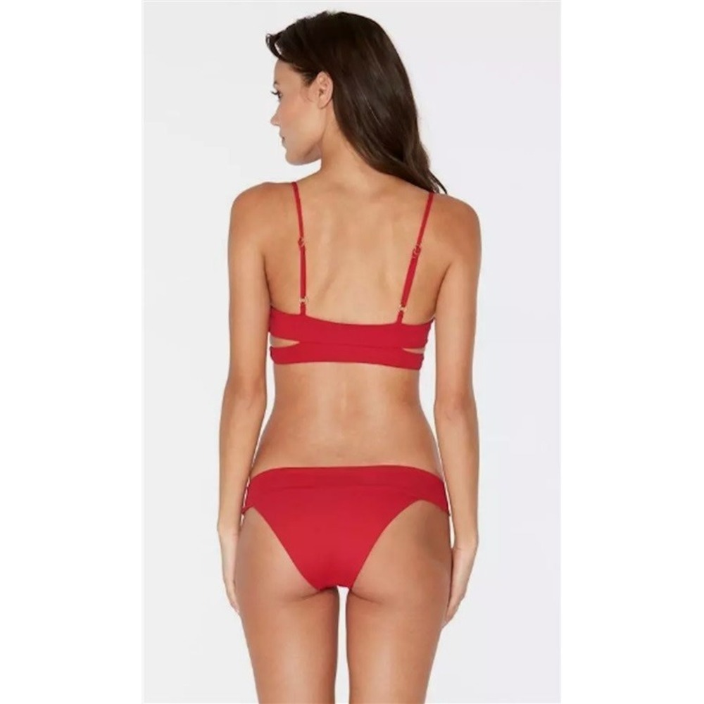 NWT L*Space XS Red Ribbed Veronica Bikini Bottom Swimwear 123270